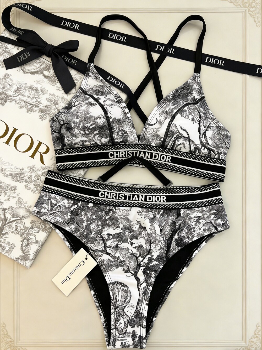 Dior Toile de Jouy Print Bikini